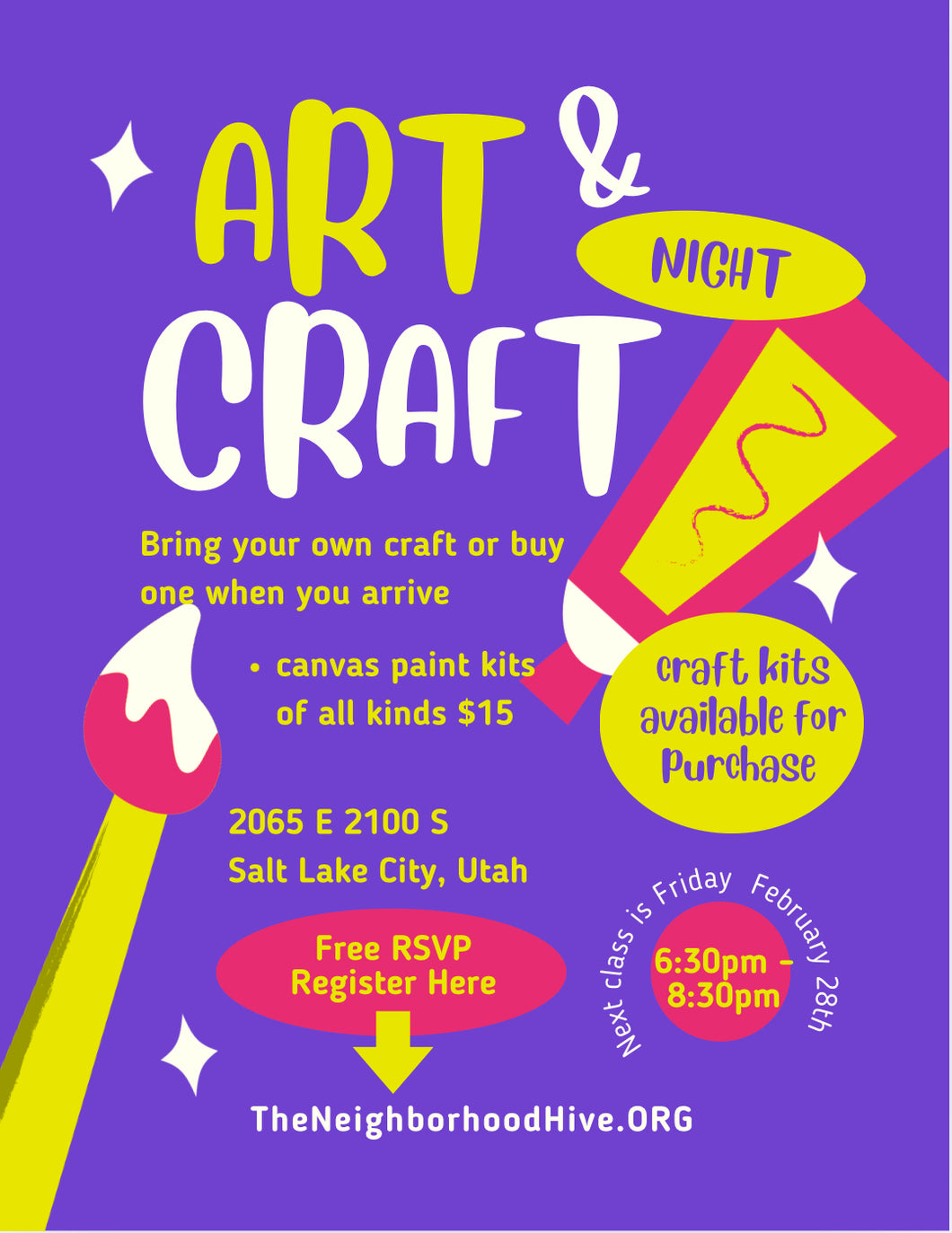 Art & Craft Night, 2/28/2025- FREE RSVP