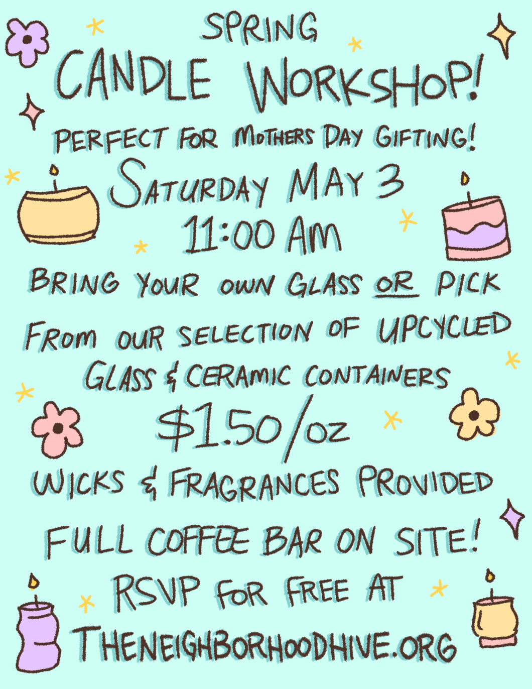 Spring Pour Your Own Candle Workshop, Free RSVP 5/3/25