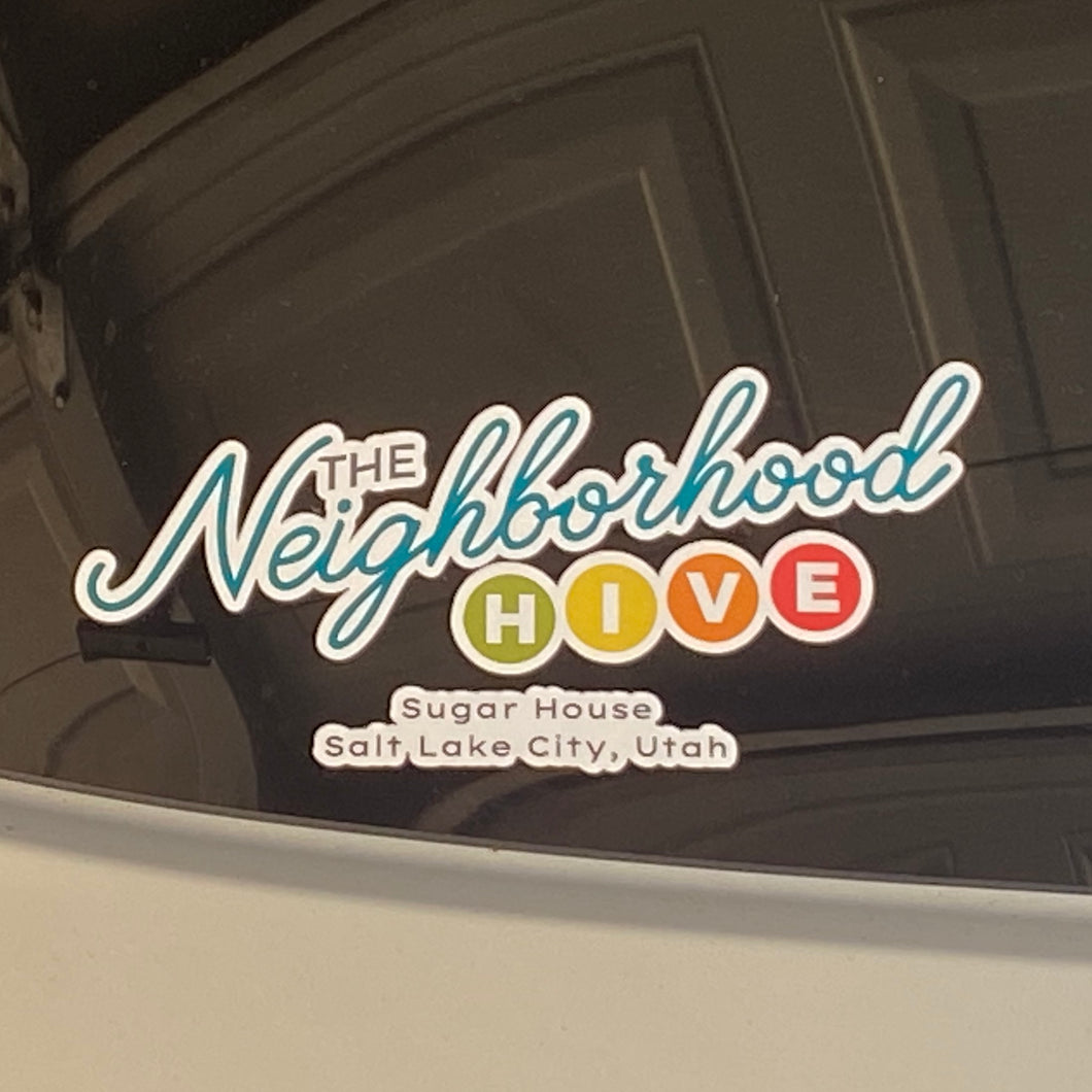 The Neighborhood Hive logo sticker. TheNeighborhoodHive.org 